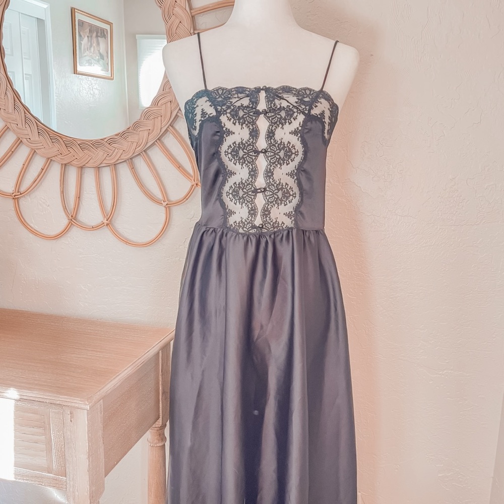 Vintage 90s Lace Silky Satin Romantic Goth Witchy Whimsical Grunge Slip Dress